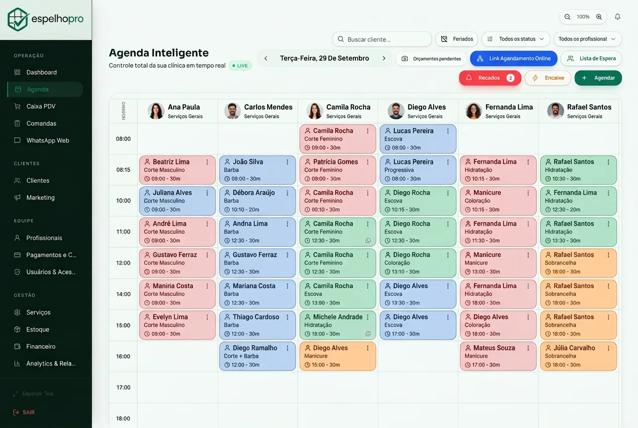 Sua agenda cheia, sem telefone tocando.
